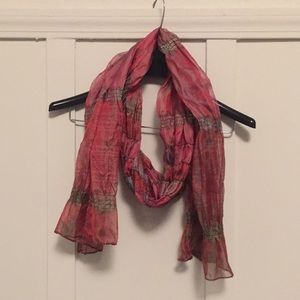 *SOLD* Sheer Red and Green Scarf